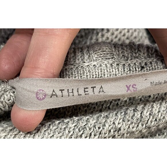 ATHLETA Women Hooded Sweater Pullover Long Sleeve V Neck Sz XS Gray 54-7 - Picture 10 of 12